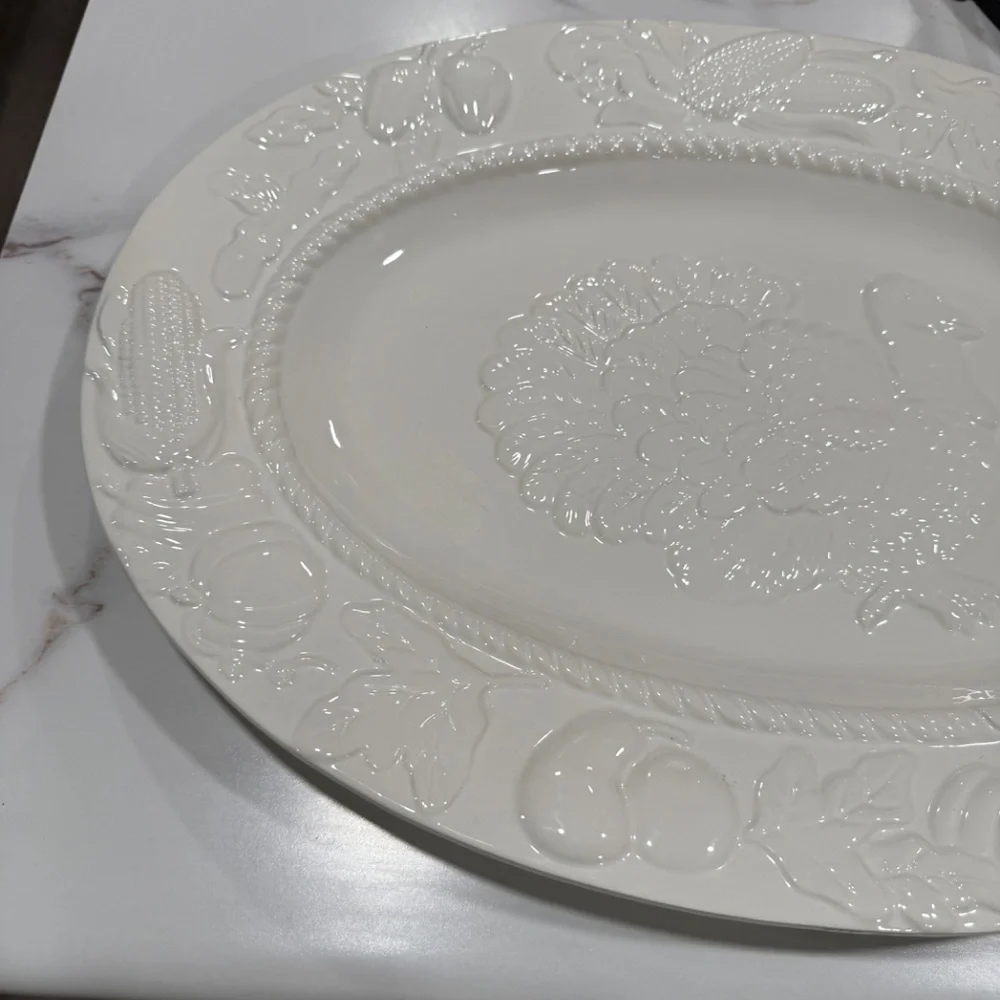 Vintage Harvest Ceramic Stoneware Turkey Platter
